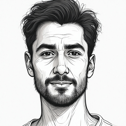 AI-generated photo: Line art illustration. An artistic close-up portrait focusing on the fluid lines and curved shapes t...