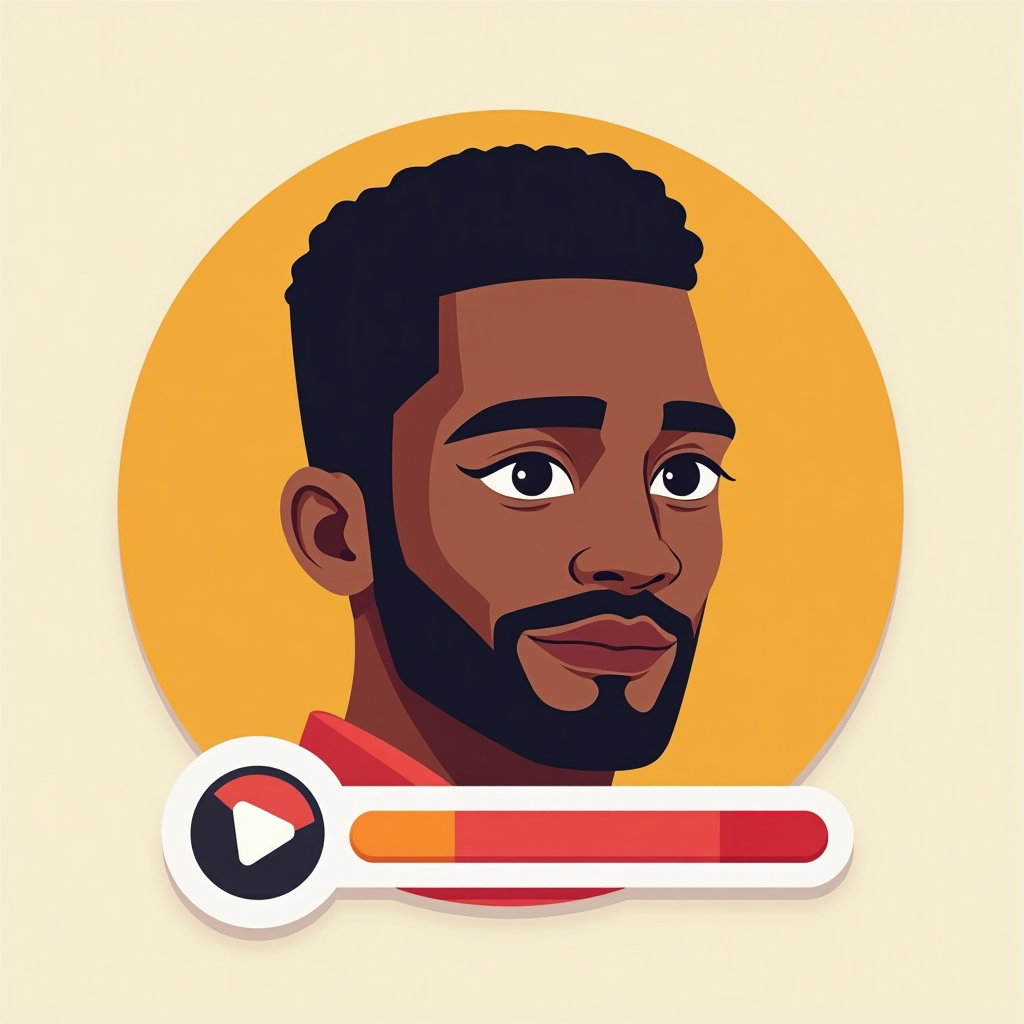 AI-generated photo: Flat-shaded digital illustration. A clean minimalist gaming avatar portrait optimized for notificati...