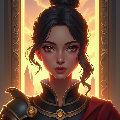 AI-generated photo: Stylized digital painting. A heroic, face-focused avatar portrait composed as if for a legendary RPG...