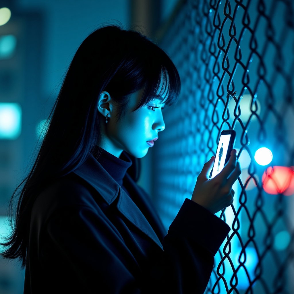 Rooftop Demon Hunt Action Portrait example: Photorealistic cinematic K-pop demon-hunter profile avatar photo. Create a tight square-ready three-quarter profile crop