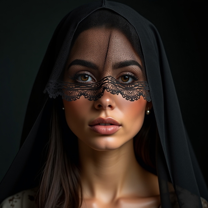 AI-generated photo: Photorealistic studio beauty close-up photograph featuring a confident, face-forward composition wit...