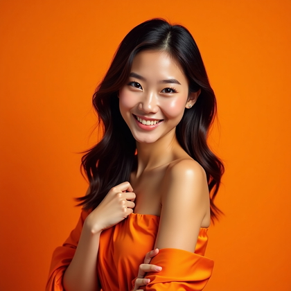 AI-generated photo: Photorealistic studio portrait photograph of a confident, centered subject posed three-quarters towa...