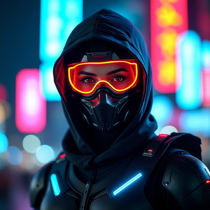 AI-generated photo: Photorealistic cosplay portrait photography. Tight, vertical crop of the face and upper chest in a s...