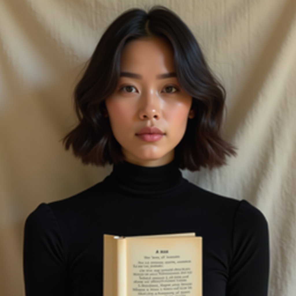 Minimal Modern Poetcore Portrait That Doesn’t Look Like a Costume example: Photorealistic portrait photography. Square profile-avatar crop from the shoulders up, face clearly visible with a calm