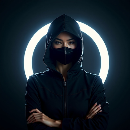 AI-generated photo: Photorealistic gaming avatar portrait photograph. The subject is captured in a dramatic, slightly lo...