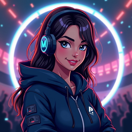 AI-generated photo: Stylized digital illustration portrait. The composition centers on a close-up bust view with the cha...