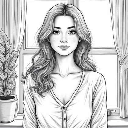 AI-generated photo: **Line Art Drawing.** Create an intricate and detailed line art portrait in a contemporary style. Th...