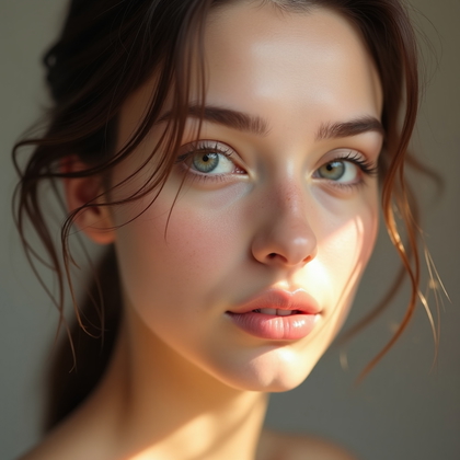 AI-generated photo: Photorealistic beauty portrait photography, ultra-close macro shot focused on the central part of th...