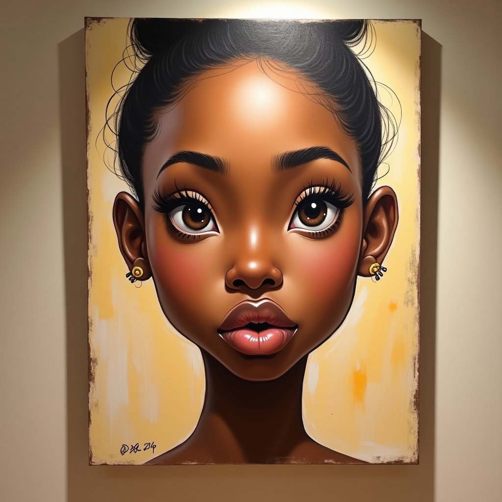 AI-generated photo: Soft pastel caricature drawing on warm-toned paper with heavy chalk outlines and velvety smudges, fa...