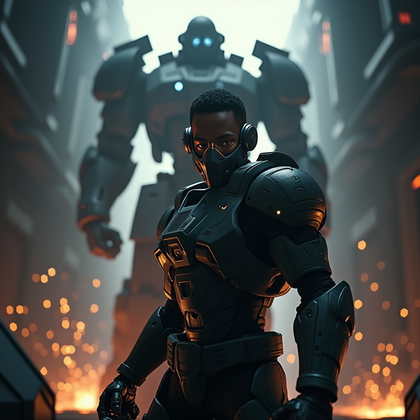 AI-generated photo: Photorealistic gaming character portrait photography. The avatar is captured from the chest up in a ...