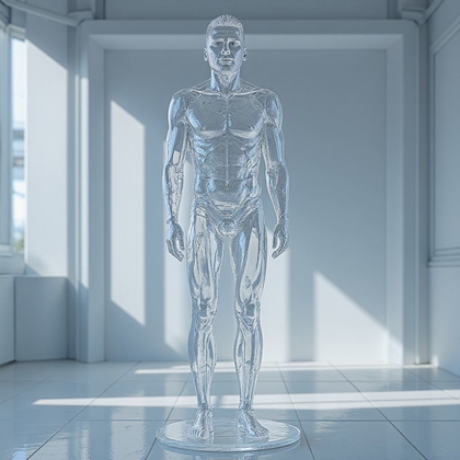 AI generated photo: Portray me as a crystalclear glass sculpture, emph...