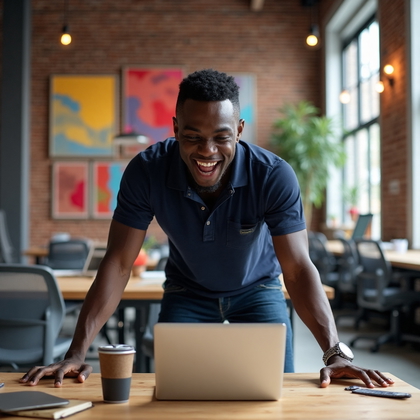 AI-generated photo: LinkedIn photo capturing a bustling coworking space with a lively and vibrant atmosphere. The settin...