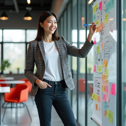 AI-generated photo: LinkedIn photo capturing an empowering moment of leadership during a team brainstorming session in a...