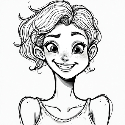 AI-generated photo: **Line Art illustration**: Illustrate an avatar with an expression of mischievous delight. Bold, swe...