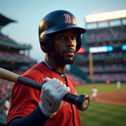 AI-generated photo: Photorealistic professional sports photography of a hitter holding the bat horizontally at eye level...