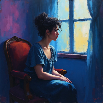 AI-generated photo: Expressionist painting. A dynamic fusion of vibrant and contrasting colors, capturing an emotional m...