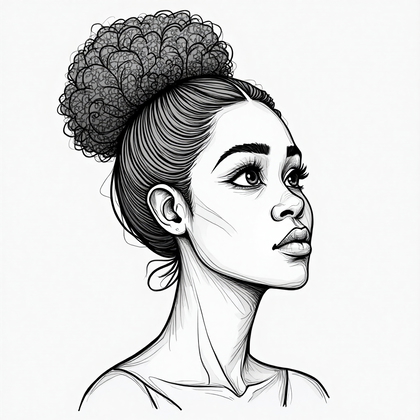 AI-generated photo: **Line Art illustration**: Create an avatar with a contemplative expression, characterized by furrow...