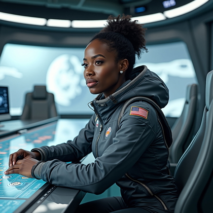 AI-generated photo: Professional portrait photography, a mission specialist portrayed as the authoritative heart of a mo...