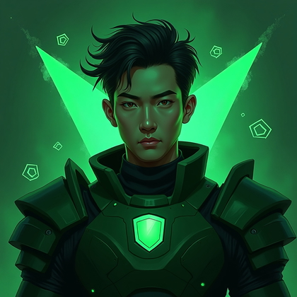 AI-generated photo: Stylized digital concept art. A three-quarter view avatar portrait themed around a tank/guardian rol...