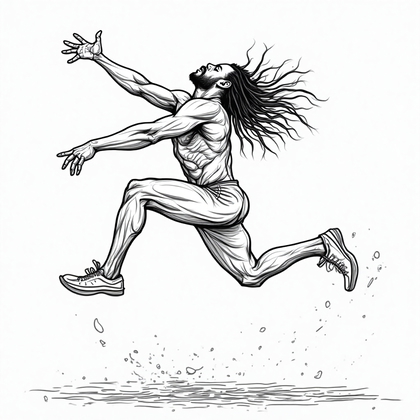 AI-generated photo: **Line Art Illustration.** Capturing the essence of dynamic movement, this concept portrays a person...