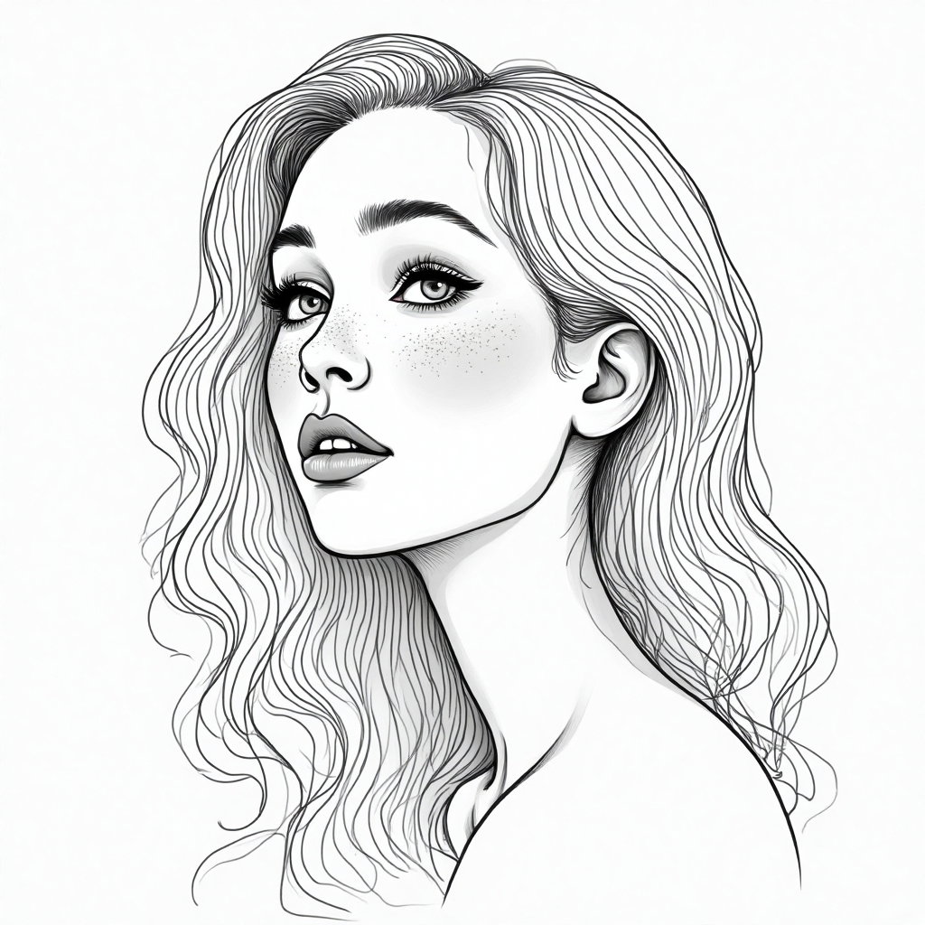 AI-generated photo: **Line Art illustration**: Design an avatar that embodies a moment of contemplation and introspectio...