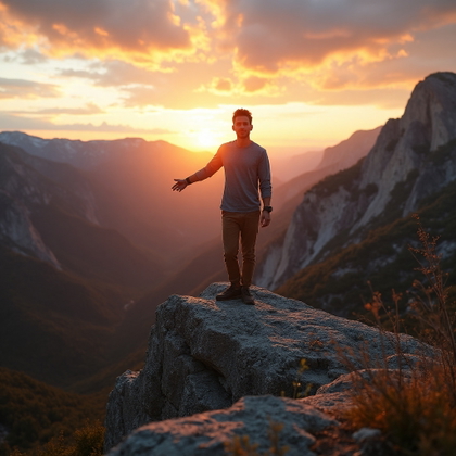 AI-generated photo: Tinder photo. Captured in a scenic mountain landsc...