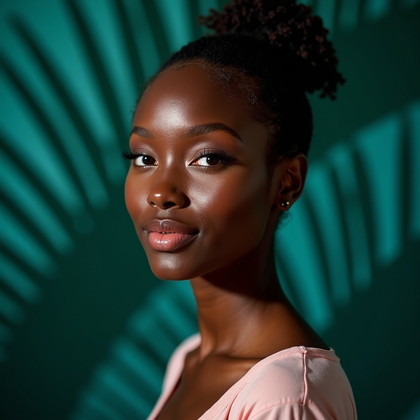 AI-generated photo: Professional headshot photo of a three-quarter turn toward camera with a diffused beauty-dish key an...