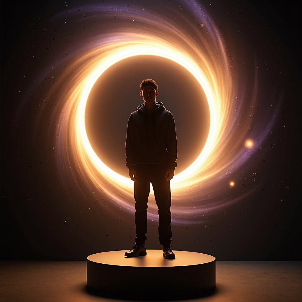 AI-generated photo: Photorealistic portrait photography. Full-body hero shot in a minimalist studio-like space that appe...