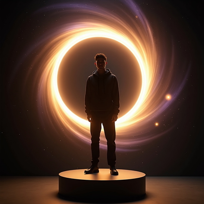 AI-generated photo: Photorealistic portrait photography. Full-body hero shot in a minimalist studio-like space that appe...