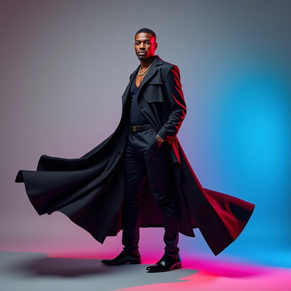 AI-generated photo: Photorealistic studio portrait photograph of a person in a full upper-body, vertically oriented comp...