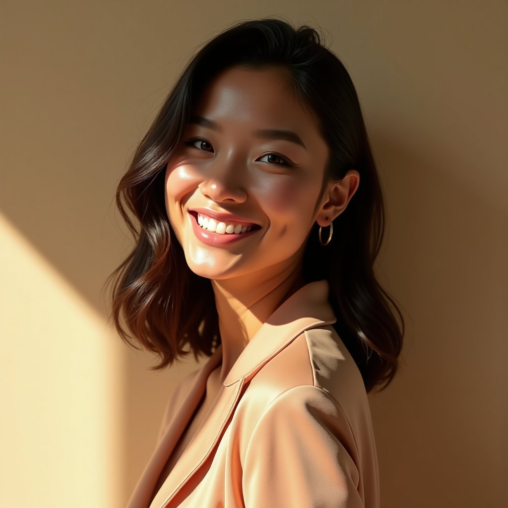 AI-generated photo: Photorealistic studio portrait photography with a confident, magnetic vibe for dating profiles: a wa...