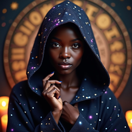 AI-generated photo: Photorealistic portrait photography. A close-up astro portrait of a person with a large, dramatic ho...