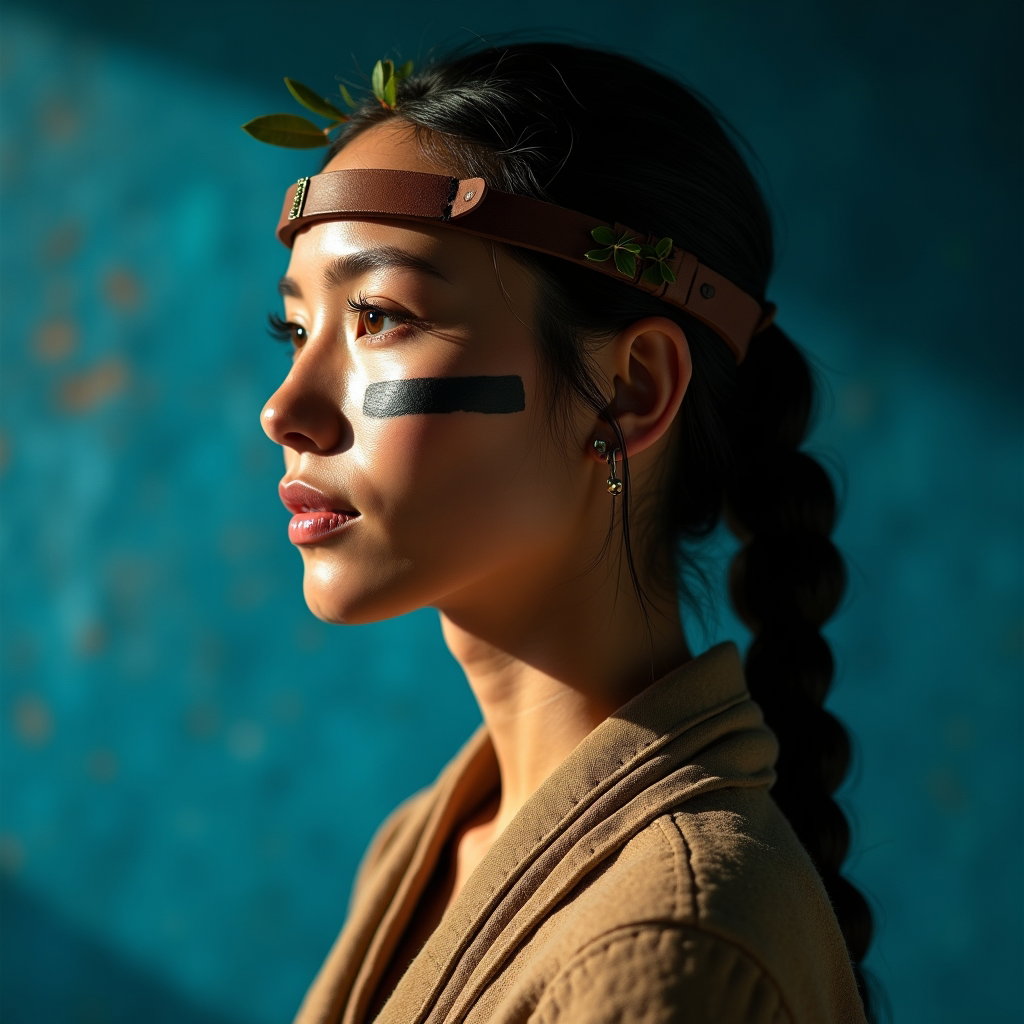 Solo Achilles Battle-Scar Close-Up example: Cinematic mythological portrait photography. Square profile-icon crop in crisp three-quarter profile, with the face comp