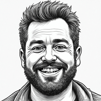 AI-generated photo: Line art illustration. A compelling close-up portrait that captures detailed facial features with bo...