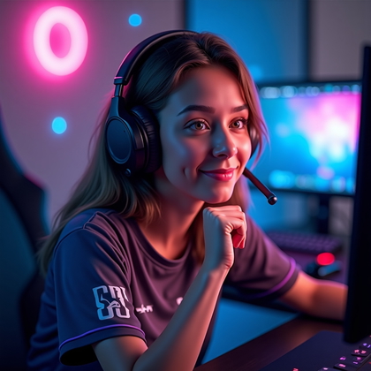 AI-generated photo: Photorealistic digital portrait photography style, designed as a gaming avatar profile image. The ch...