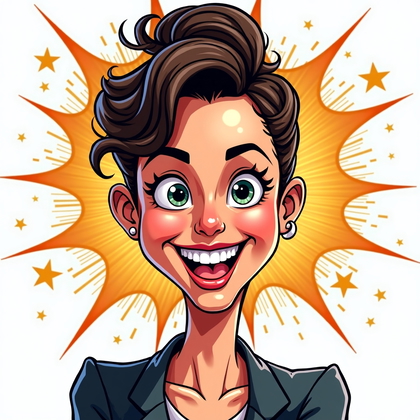 AI-generated photo: Digital caricature illustration. Tight head-and-shoulders portrait with face centered and slightly t...