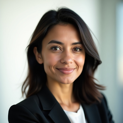 AI-generated photo: Professional headshot: uniformly backlit sandblasted glass panel creates a soft, luminous neutral ba...