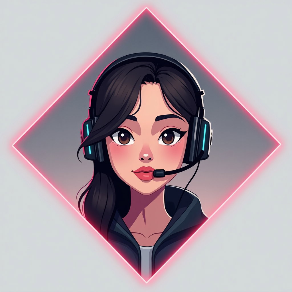 AI-generated photo: Cel-shaded digital illustration. Minimalist gaming avatar portrait contained in a diamond-shaped fra...