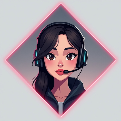 AI-generated photo: Cel-shaded digital illustration. Minimalist gaming avatar portrait contained in a diamond-shaped fra...