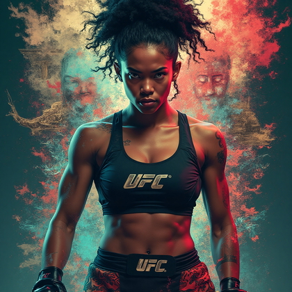 AI-generated photo: Contemporary digital art capturing a UFC fighter embodying cultural and heritage elements. The piece...