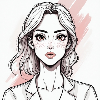 AI-generated photo: Line Art illustration: Construct an avatar showcasing a confident expression with a strong jawline a...