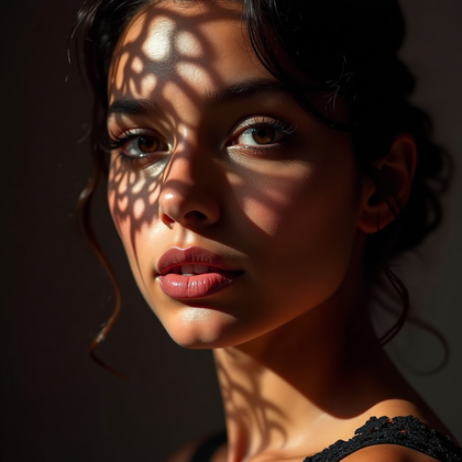 AI-generated photo: Photorealistic studio beauty close-up photograph using Richelieu cutwork lace mounted in a gel frame...