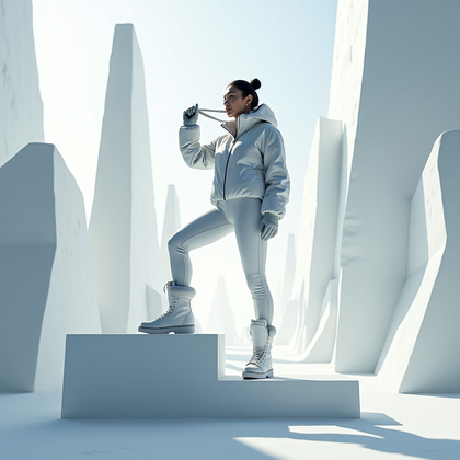 AI-generated photo: Photorealistic fashion sports photography of a dramatic, high-contrast studio set designed to resemb...