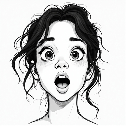 AI-generated photo: **Line Art illustration**: Create a striking avatar focusing on an expression of surprise and wonder...