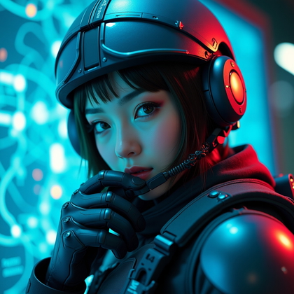 AI-generated photo: Photorealistic gaming character portrait photography. The avatar is framed from shoulders up in a ve...