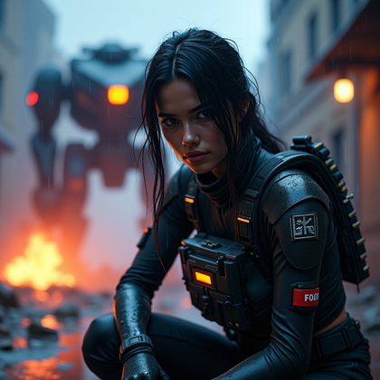 AI-generated photo: Photorealistic gaming character portrait photography. The avatar is framed from the waist up in a ru...