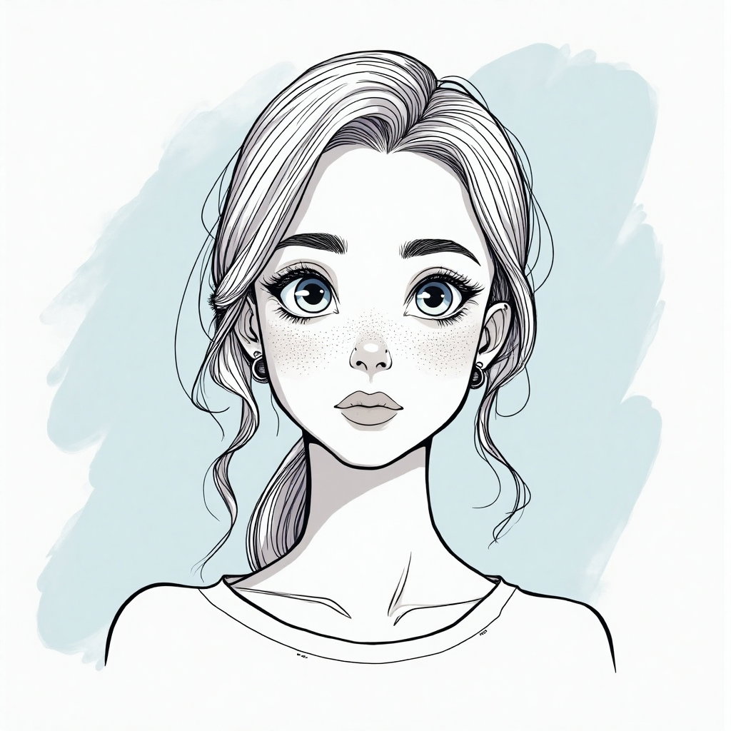 AI-generated photo: Line Art illustration: Design an avatar that captures a thoughtful expression. Utilize delicate, flo...
