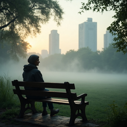 AI-generated photo: Urban exploration portrait. An enchanting view of a city pa…