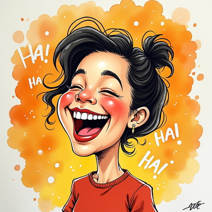 AI-generated photo: Ink-and-watercolor caricature painting. Line-and-wash on textured cold-press paper with lively dip-p...