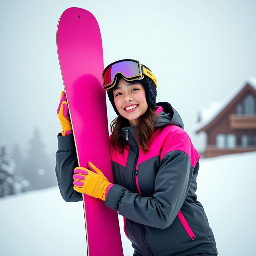 AI-generated photo: Photorealistic editorial portrait: alpine lodge terrace vanishing into white, the subject leans agai...